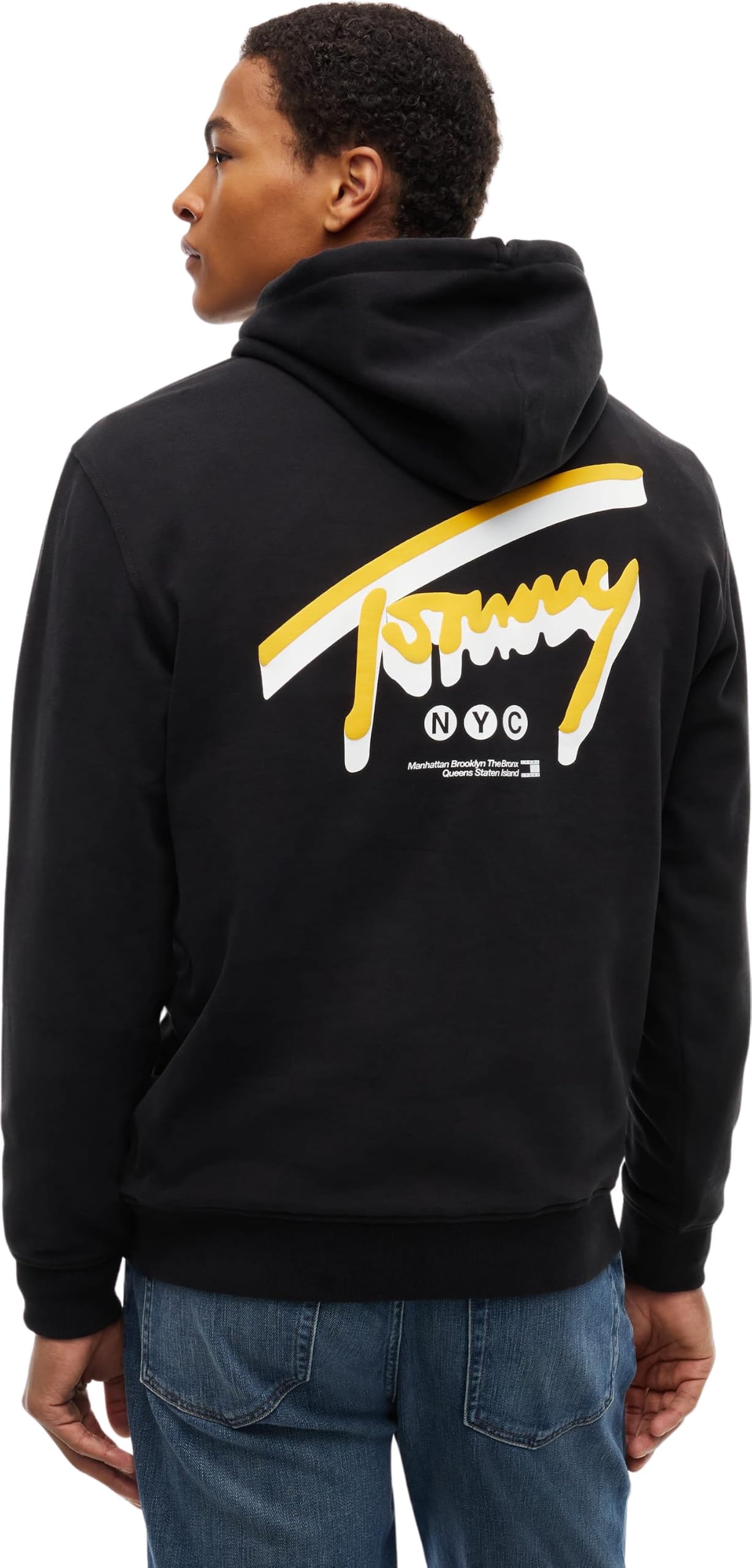 Tommy Jeans Men Sweatshirts TJM REG NYC Signature Hoodie EXTDM0DM23583 Black (Black), XS