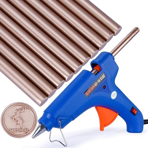 Miniatura 7 de Kit de sellado de cera con pistola de cera y 10 varillas grandes de sellado de cera dorada, para hacer sellos de cera para sobres, invitaciones de