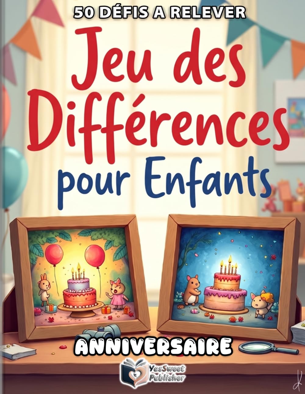 Cherche et Trouve les Différences - La Fête d’Anniversaire: Livre d'Activités et d'Observation : 50 Puzzles Colorés pour Stimuler la Concentration des Enfants