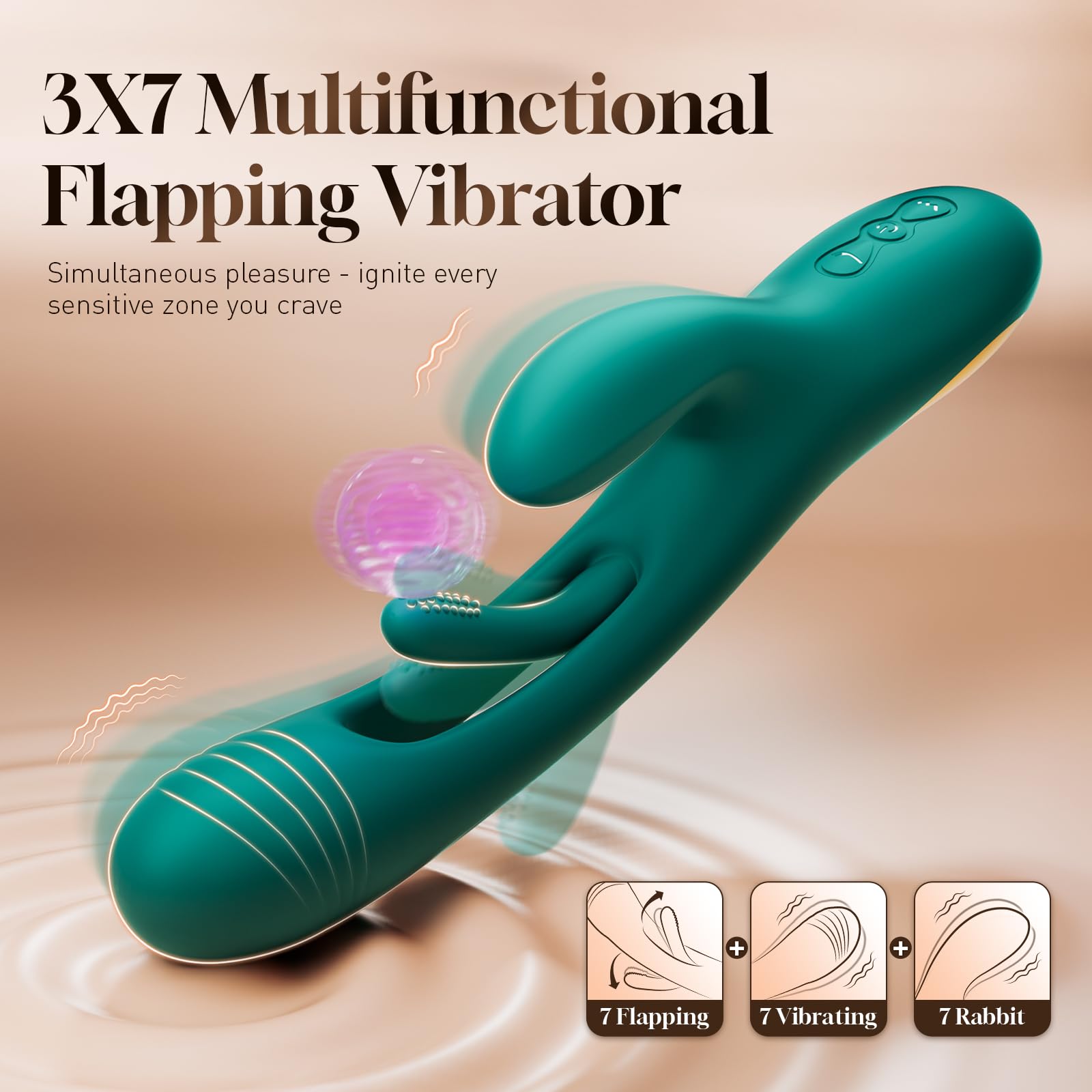 Vibrator Dildo Rabbit Sex Toys -LOVENOTE G Spot Vibrator Massager for Women Clitoral Nipple Stimulation, 3 in 1 Sex Toys with 14 Vibration & 7 Tongue Licking Flapping, Adult Product Aurieel (): Green