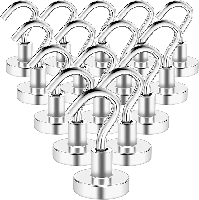 Swihorab 14-Pack Heavy Duty Magnetic Hooks with 22lb+ Neodymium Magnets for Kitchen, Fridge, Cruise