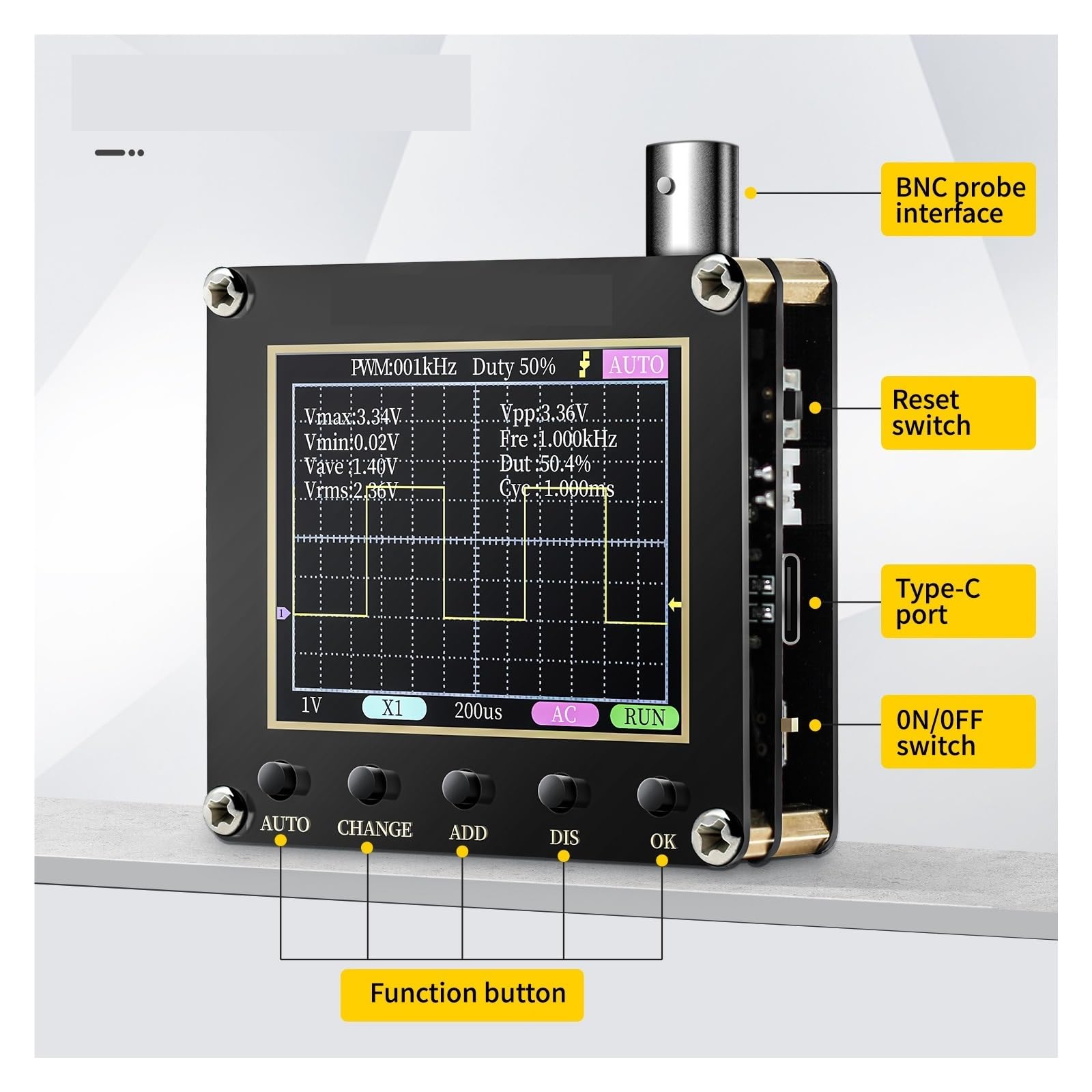 Aggiornamento del firmware oscilloscopio digitale portatile 2,5 MSa/s 200 larghezza di banda analogica Veloce E Preciso(Without BAT.)