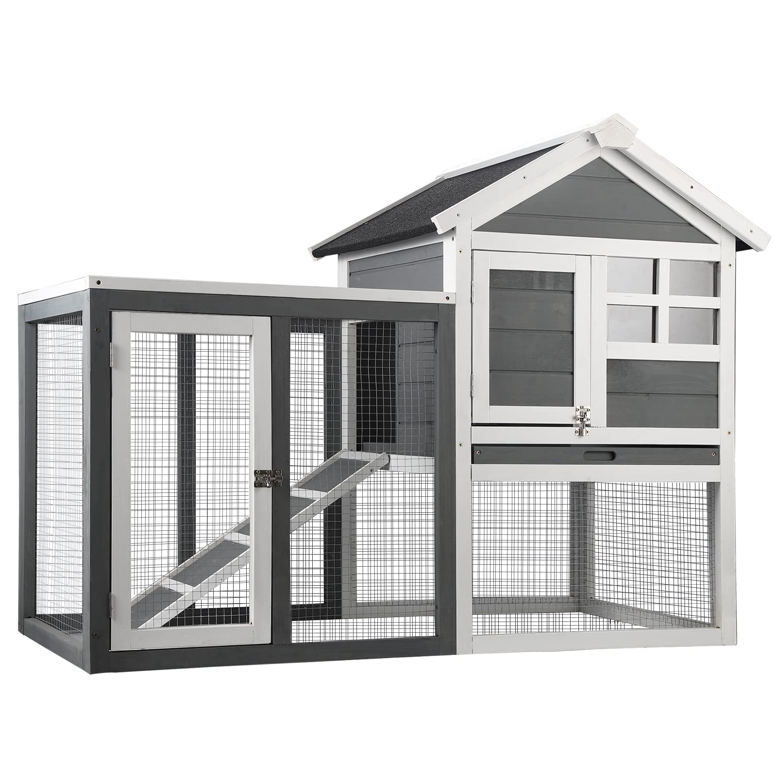 Buy Rabbit Hutch, Indoor Outdoor Bunny Cage with Run, Wooden Rabbit