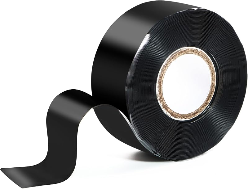 Self Fusing Silicone Tape 1 in x 16.4' Black Waterproof Rubber Leak Proof Sealing Silicone Rubber Self-amalgamating Tape for Emergency Hot and Cold Water Pipe Repairs and Tool Fixation