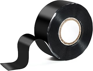 Self Fusing Silicone Tape 1 in x 16.4' Black Waterproof Rubber Leak Proof Sealing Silicone Rubber Self-amalgamating Tape for Emergency Hot and Cold Water Pipe Repairs and Tool Fixation