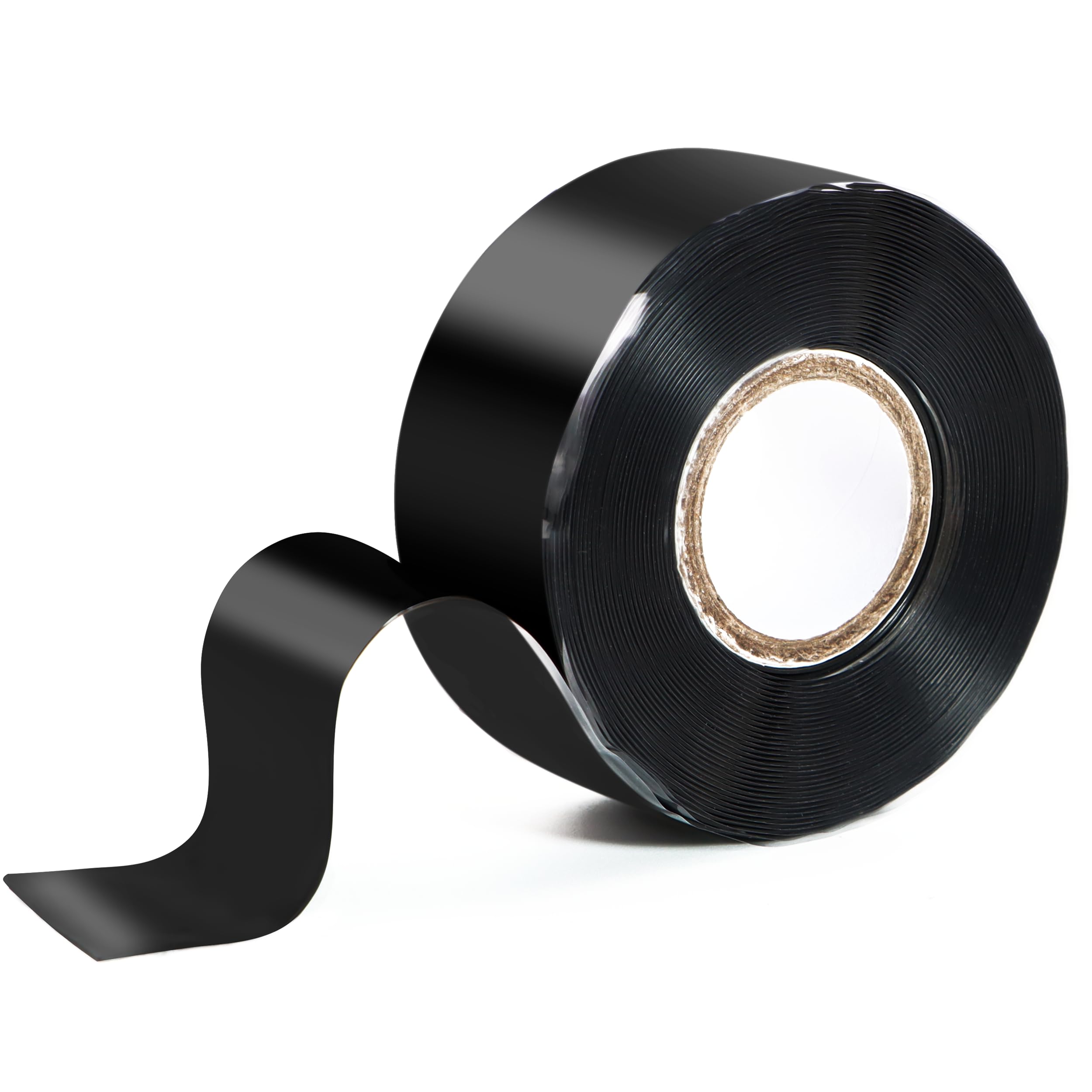 Cinta de silicona autofusible de 1 x 10 pies, goma impermeable negra, sellado a prueba de fugas, cinta de goma de silicona autoamalgamante para reparaciones de tuberías de agua fría y