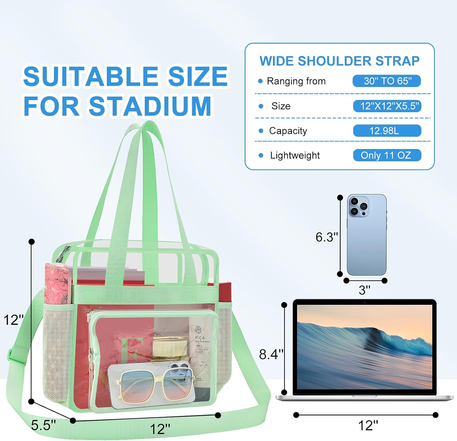  Clear Bag for Stadium Events Stadium Approved Clear Tote Bag 12x12x6 thumbnail