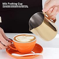 Vista 4 de Jarra de espuma de leche, jarra de vapor de acero inoxidable de 20 oz/20.3 fl oz, espumador de leche, jarra de vapor de café con boquilla antigoteo