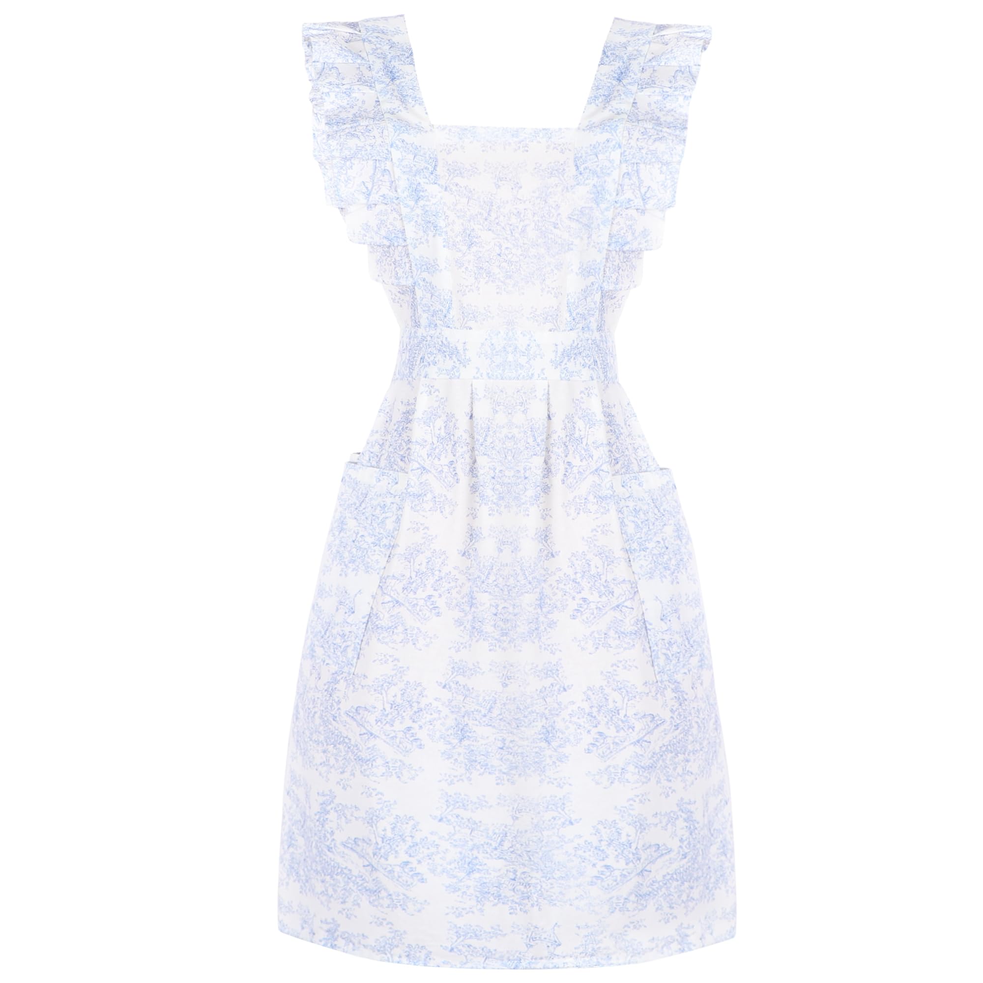 MIKI WELL Floral Aprons for Women with Pockets Vintage Apron for Women Kitchen Dress