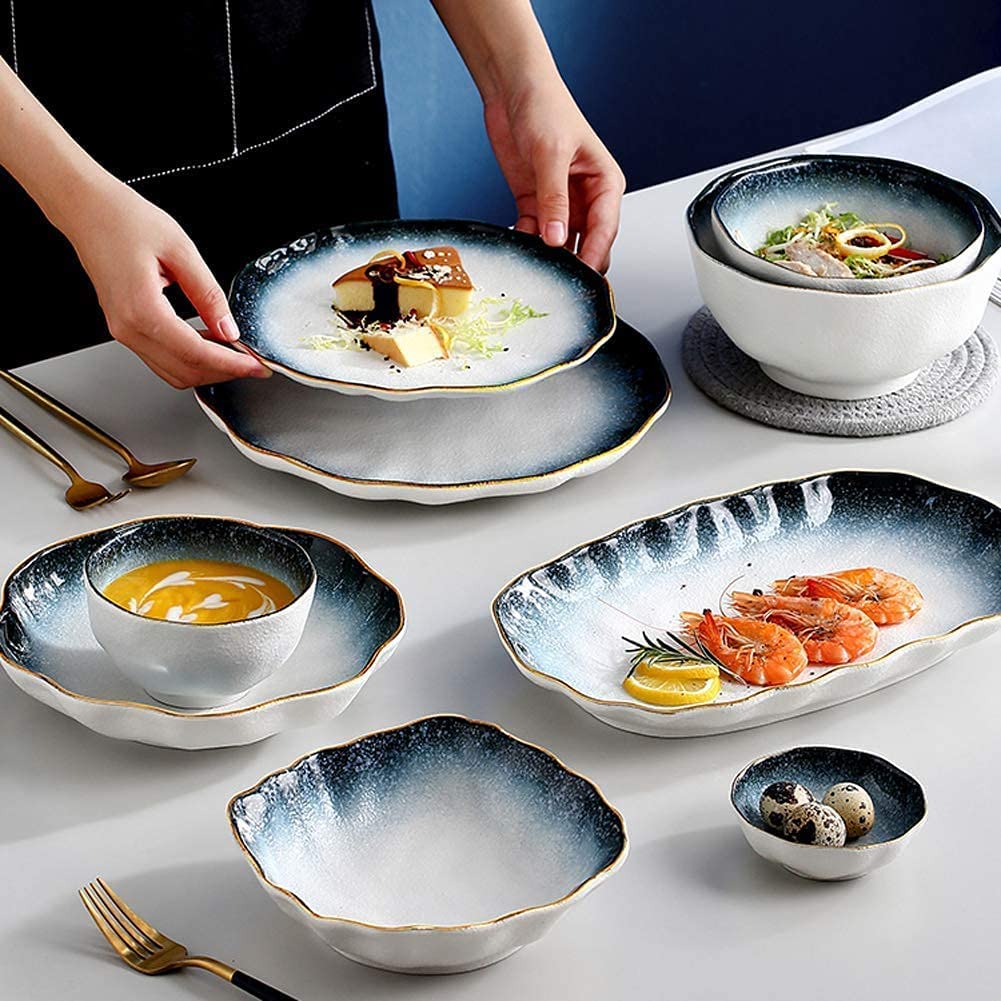 Coral Coastal Dishware Julo 16-Piece Blue And White Dinnerware Set