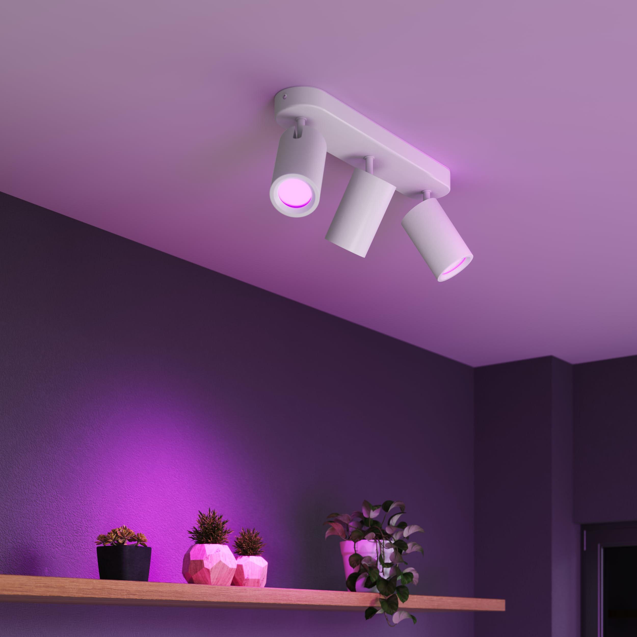 CALEX Smart LED Deckenstrahler, 3-flammig oval, schwenkbar, RGB-Farben & kalt- bis warmweiß Licht, dimmbar, WLAN App- & Sprachsteuerung, Weiß