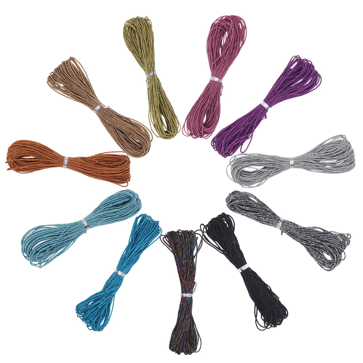 EuTengHao1mm Crafts Elastic Cord Stretchy String for Bracelets,Necklaces,Jewelry Making,Beading,Masks,Fantasy Dream Color Nylon Hand Knitting Cord, Decorative Beading Thread (11 Colors,120Yards)