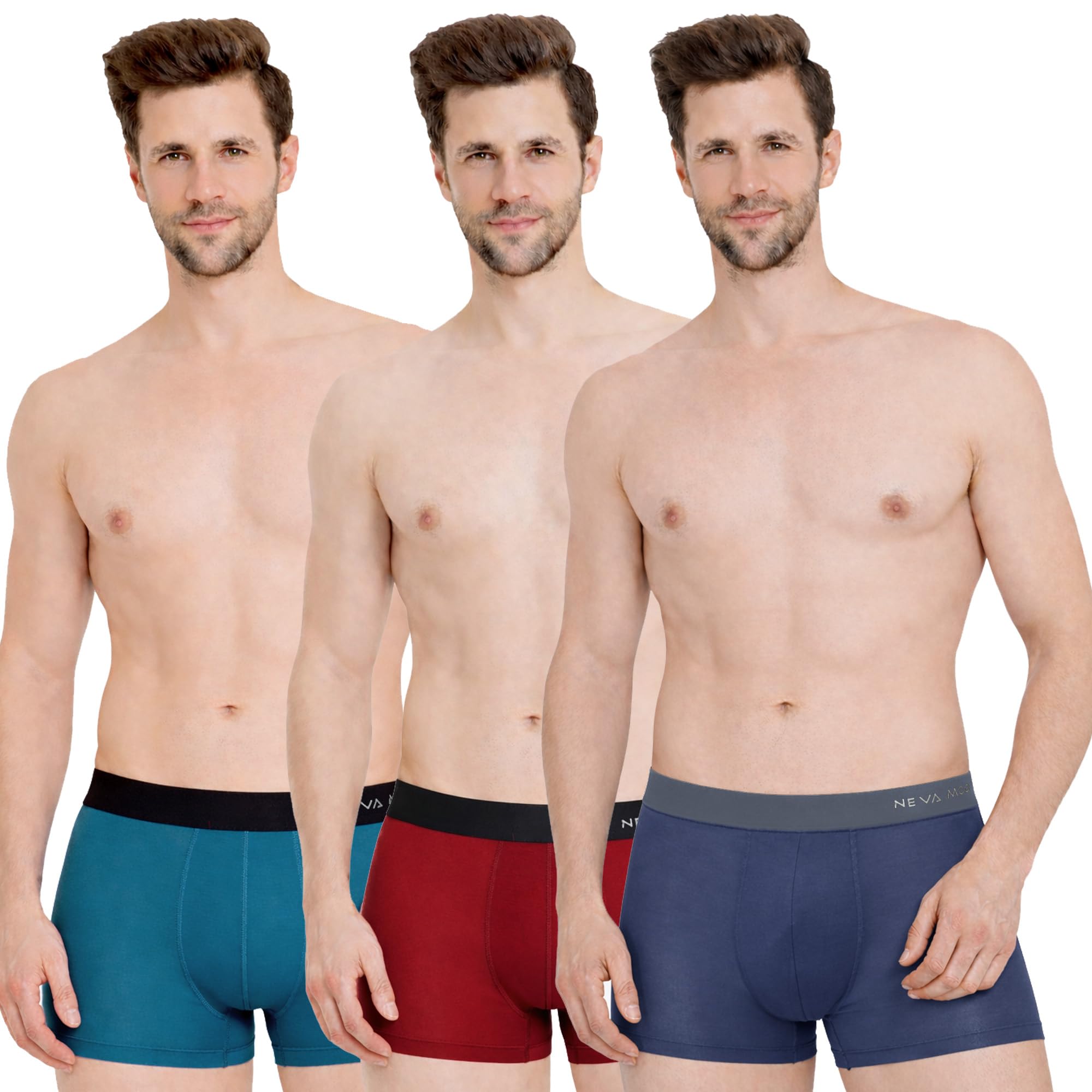 Modal Ultra Short Trunks for Men – Pack of 3 | Super Soft Micro Modal Elastane | Mid-Waist Pull-On Fit | Double Layer Support Pouch | Durable Comfort Waistband-image-24