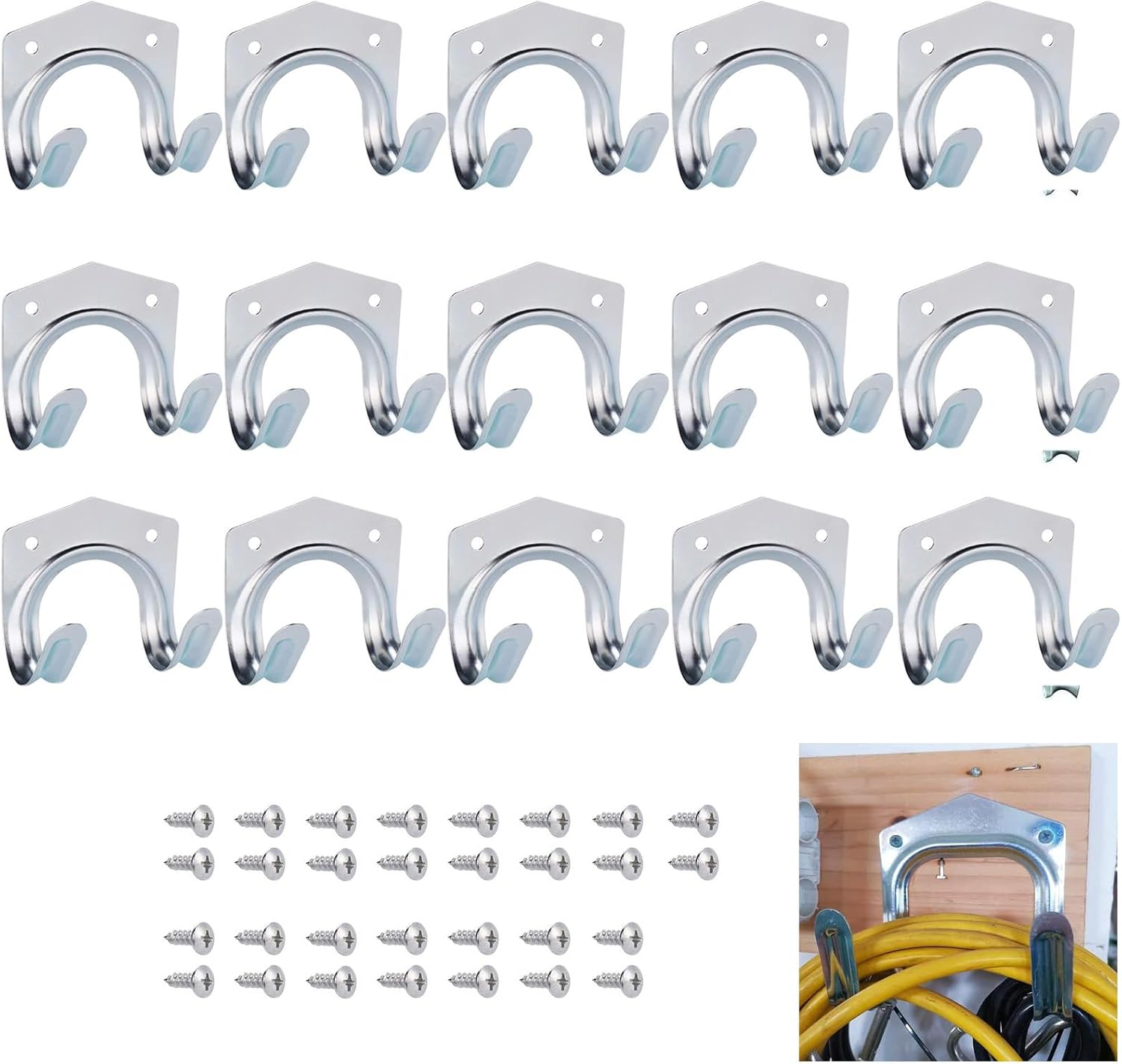 Tool Hanger Hooks Set, 15 Pack Metal Tool Hanger Garage Hooks, Wall