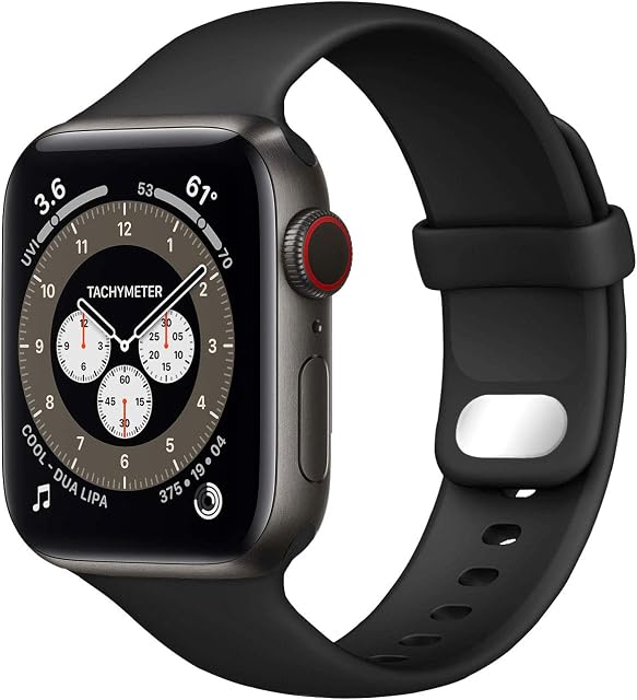Lobnhot Compatible with Apple Watch Straps 38mm 40mm 41mm, Soft Sport Strap Silicone Replacemnet Band for iWatch Series SE 7 6 5 4 3 2 1 for Men Women(38/40/41mm, Black)