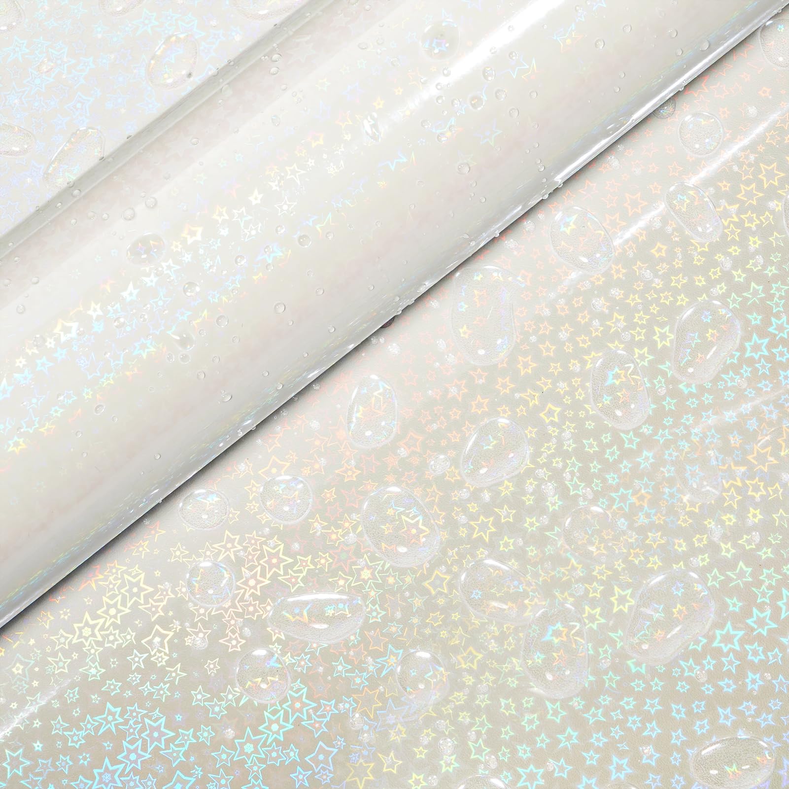Wallderful Stars Holographic Laminate Sheets Clear Contact Paper Self Adhesive Waterproof Clear Sticker Paper Iridescent Glitter Card Sticker Cover for Picture Frame Countertops Classroom Home Decor