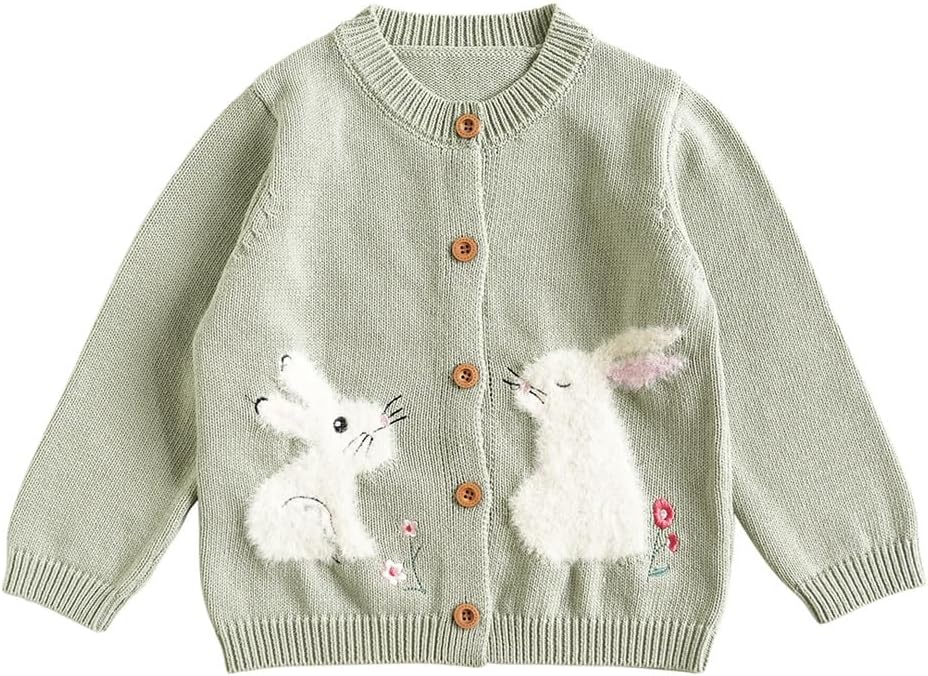 Baby Girls Knitted Cardigan Sweater Crewneck Knit Crochet Button Closure Cardigan Tops Coat Outwear for Toddler Baby Girls Knitted Cardigan Sweater Crewneck Knit Crochet Button Closure Cardigan Tops Coat Outwear for Toddler