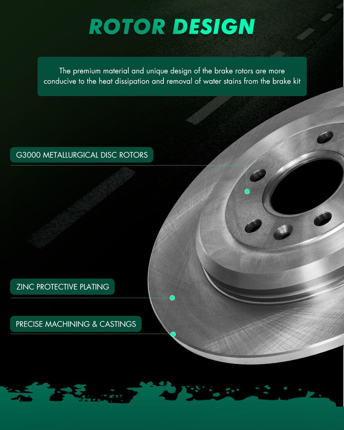 SCITOO Rear 12.99" Brake Pads and Rotors Kits Fit For Ford For Edge/For Explorer/For Flex/For Taurus,For Lincoln MKS 2009-2012,For Lincoln MKT 2010-2017,For Lincoln MKX 2011-2014