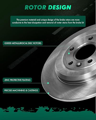 Miniatura 751 de Kits de frenos y rotores, rotores de freno SCITOO y 8 pastillas de cerámica para 08-12 para Chrysler Town & Country, 08-12 para Dodge Grand Caravan