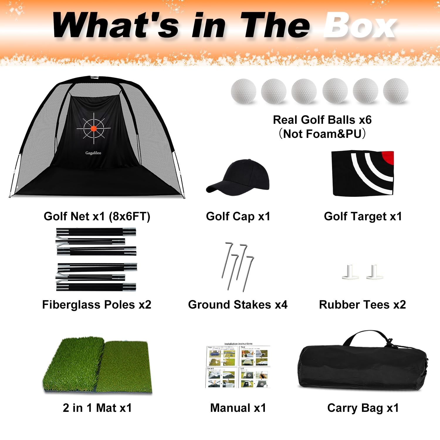 Kapler Red de práctica de golf, red de golf de 7 x 6 x 10 pies, red de conducción de golf, accesorios de golf profesionales con bolsa de transporte para red de golf en interiores y exteriores