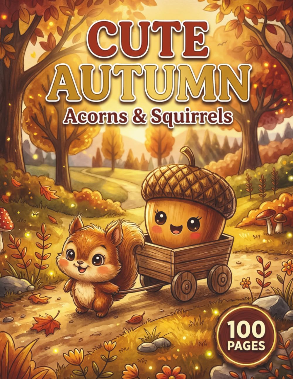 Cute Autumn Acorns & Squirrels: Cozy Fall Coloring Book for Adults and Teens with 100 Pages featuring Adorable Acorns, Playful Woodland Animals, and ... and Relaxation (Kawaii Creatures Series)