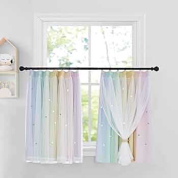 色: 星彫り-ピンク】NICETOWN 遮光カーテン 二重層遮光 カーテン