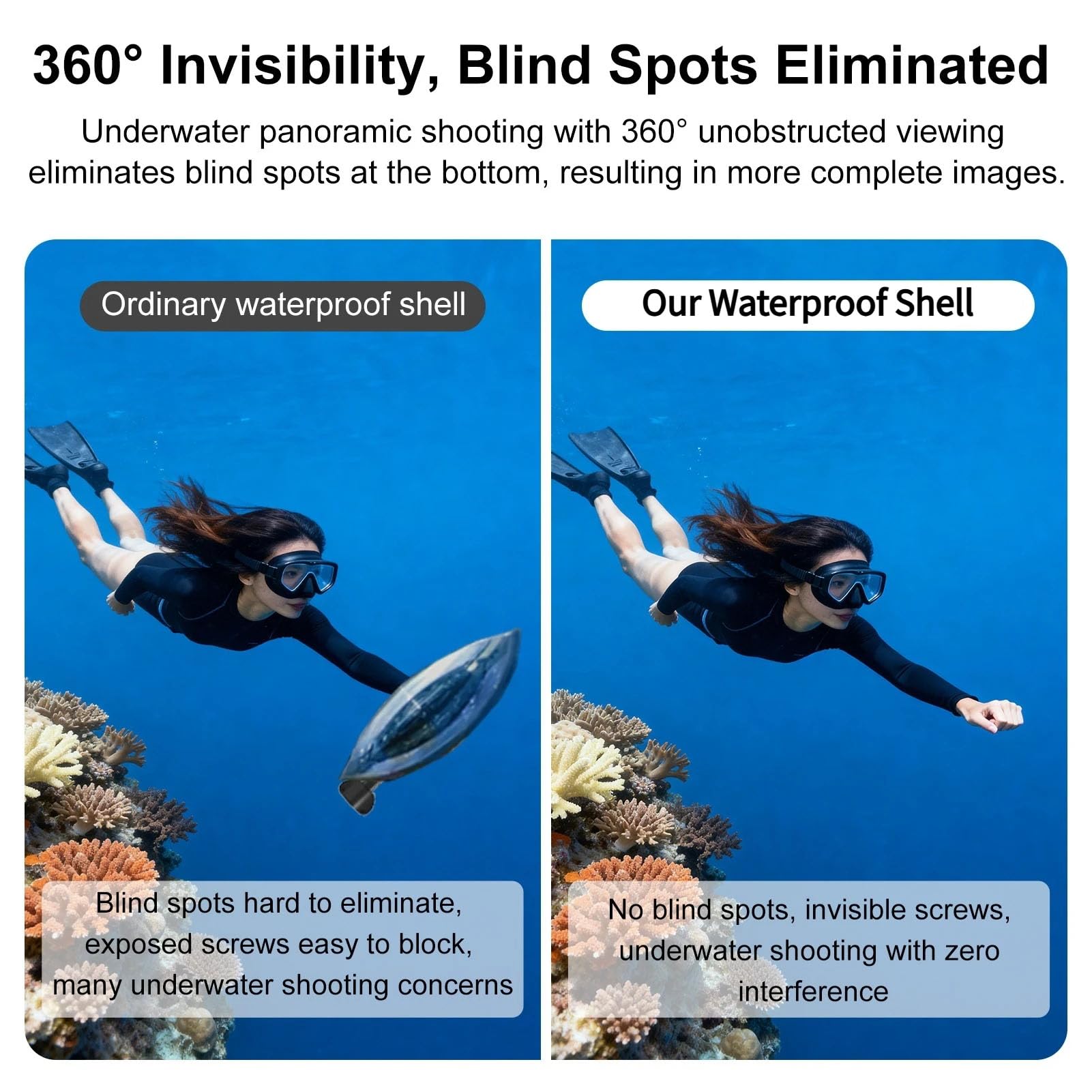Sxhlseller Custodia Impermeabile per 360 |Custodia per Immersione da 45 M con Lente Rivestita AR, Guscio in PC Antiurto per Snorkeling, Surf e Vlogging Subacqueo