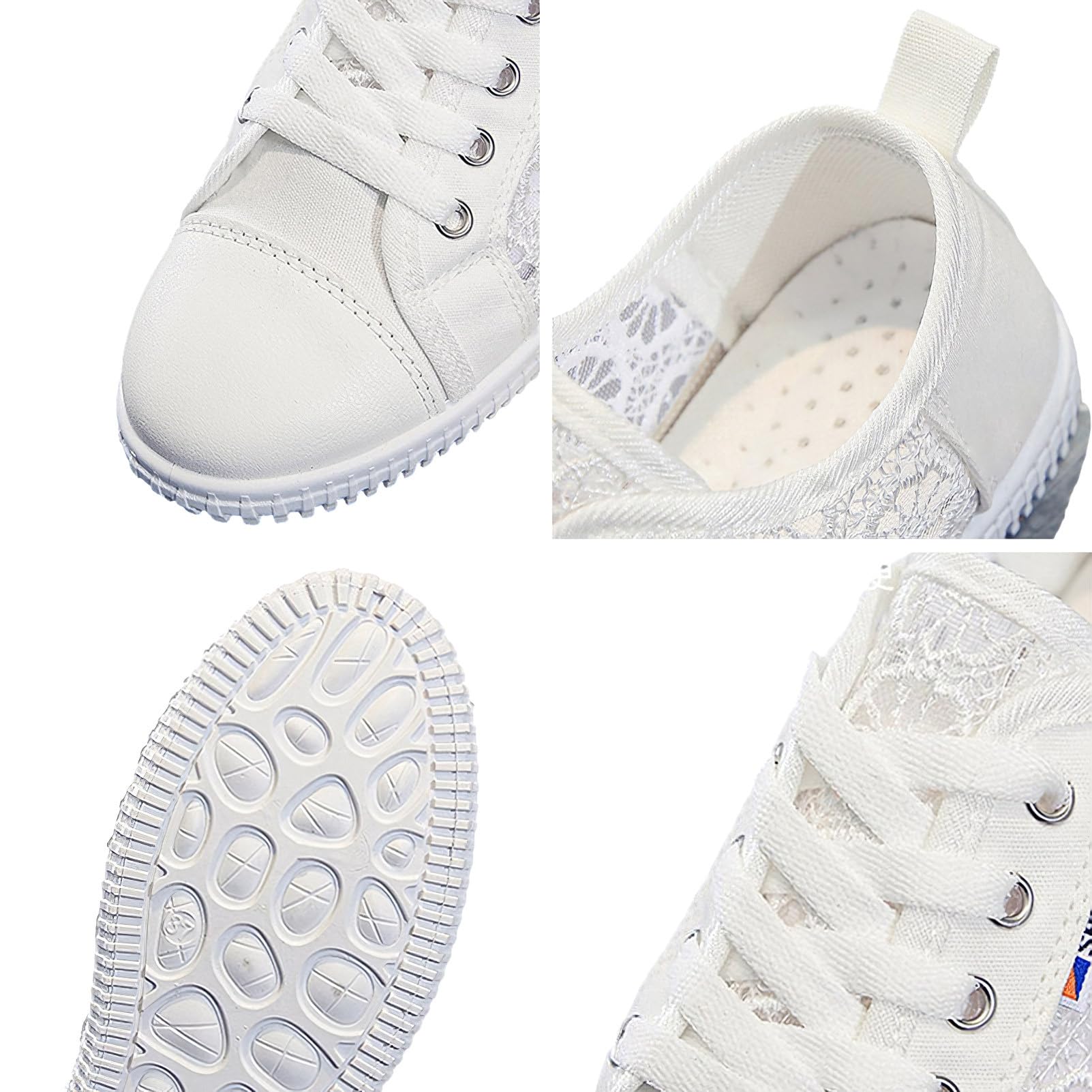 Femme Filles Été Broderie Dentelle Plimsolls Baskets à Lacets Maille Sneakers Chaussures