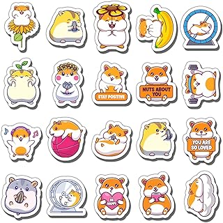 GOLEEX 20 Pack Pcs Hamster Waterproof Vinyl Sticker Cute Animal Stickers Items for Kids Boys Girls Teens Journaling Scrapbooking Decorations Water Bottle Phone Case Laptop Decals