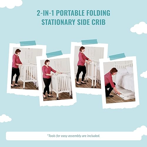 Miniatura 6 de Cuna lateral portátil plegable ligera 2 en 1, de Dream on Me, Cuna, Negro