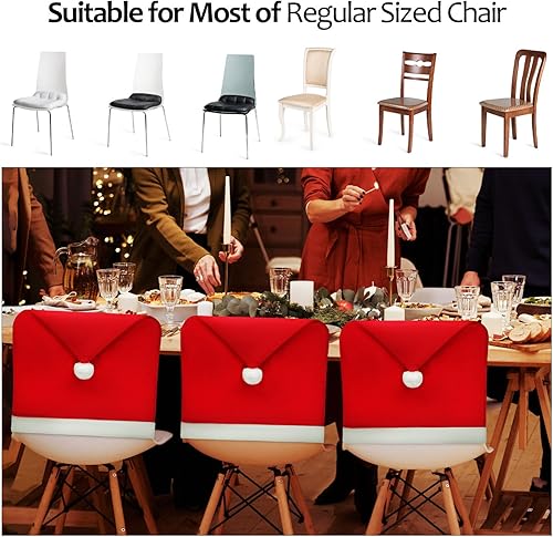 Miniatura 2 de BESPORTBLE 10 fundas navideñas para sillas de Navidad, fundas para respaldo de silla de Papá Noel, fundas para asientos de Navidad, protectores de