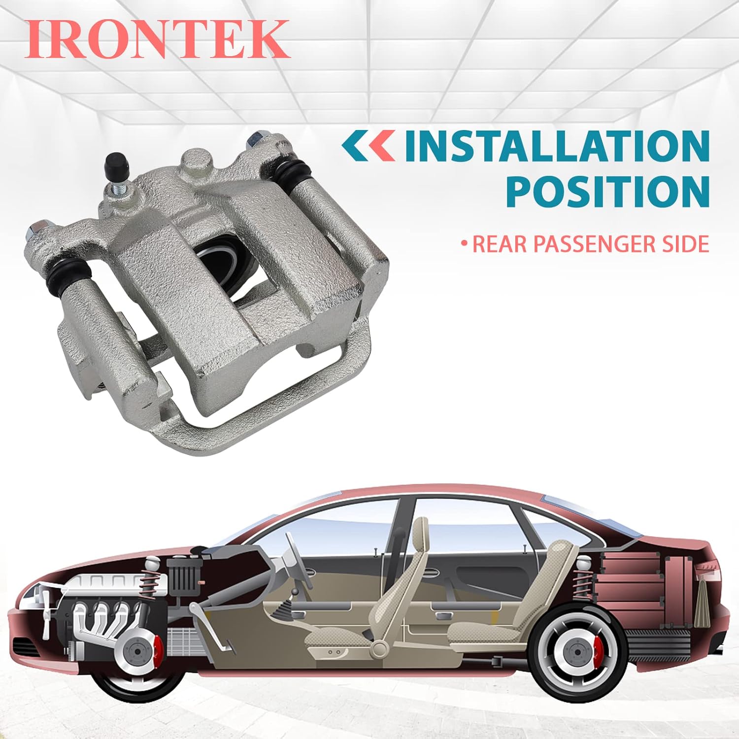 IRONTEK 19B6037A Rear Right Brake Caliper Passenger Side Caliper Assembly Fit 2009-2013 for Suzuki Grand Vitara