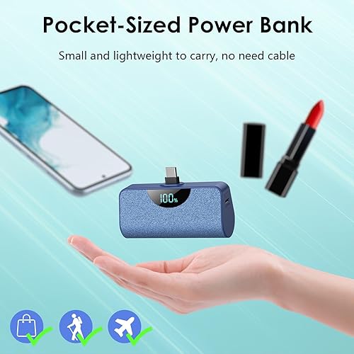 Miniatura 5 de Mini cargador portátil con conector USB-C, banco de energía mejorado de 5200 mAh, pantalla LCD compatible con iPhone 1515 Plus15 Pro15 Pro Max, iPad