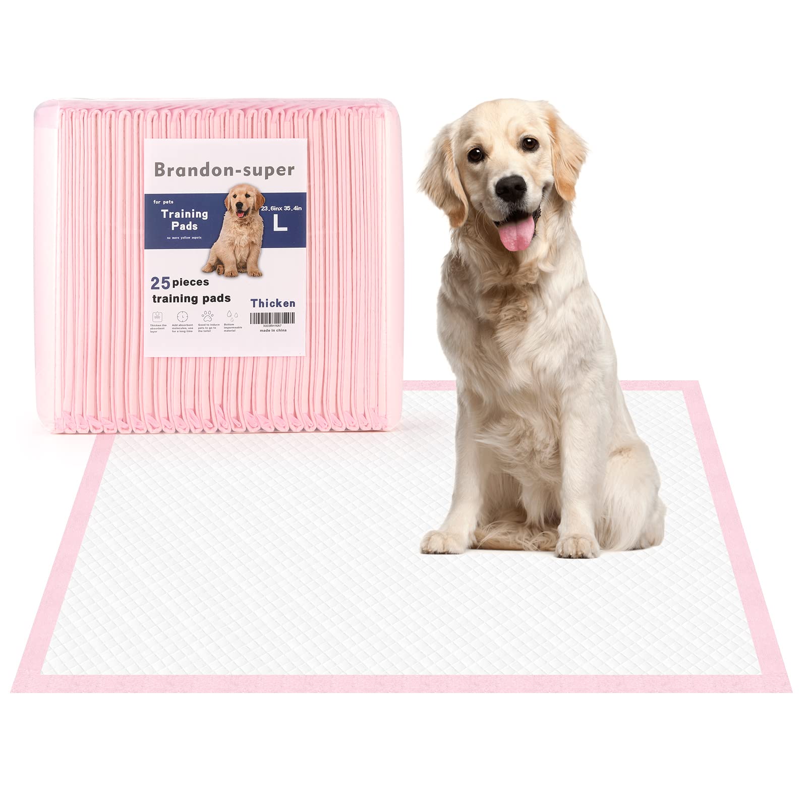 Super-Absorbent Leak-Proof Dog and Puppy Pet Training Pad, Housebreaking Puppy Pads Disposable (Large 25PCS 23.6โโX35.4โโ)