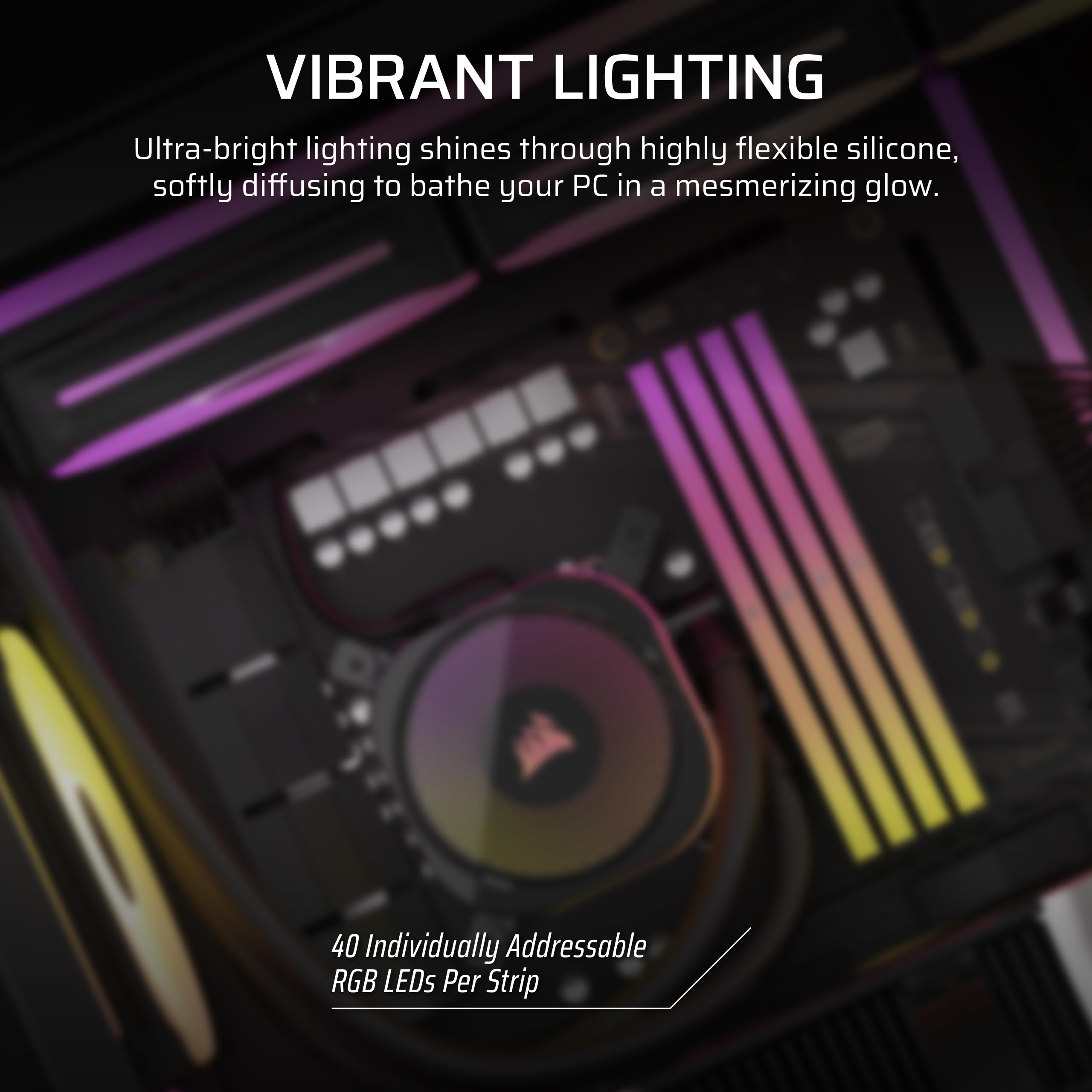 CORSAIR iCUE LINK LS350 Aurora RGB Light Strips 350mm Kit, 2x Magnetic Diffused Individually Addressable RGB LED Strips - Image 3