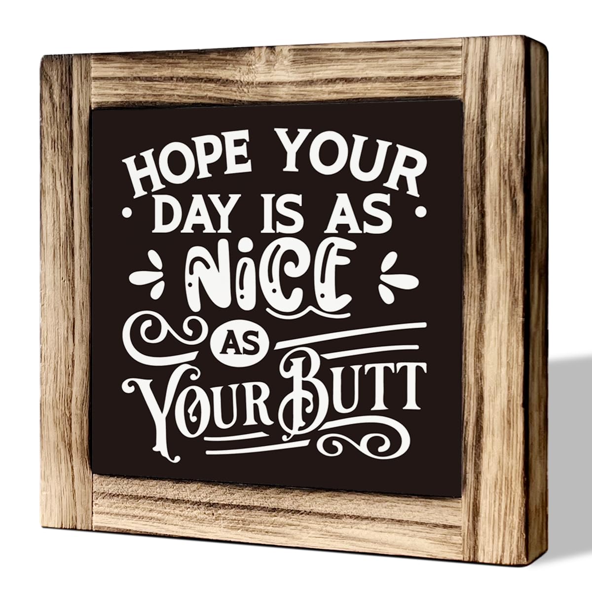 JXZOLQ Bathroom Sign Decor, Rustic Wooden Tabletop Decor Sign, Bathroom Table Art Prints, Bathroom Home Decor, Naughty Housewarming Gift, Funny Bathroom Quotes - Hope Your Day is As Nice As Your Butt