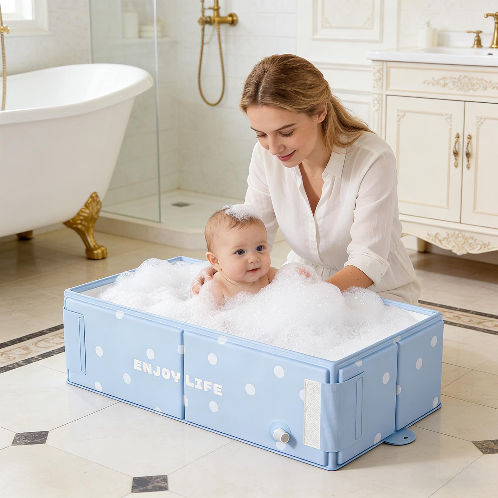 Bañera Portátil para Niños Recipiente de Agua para Baño
