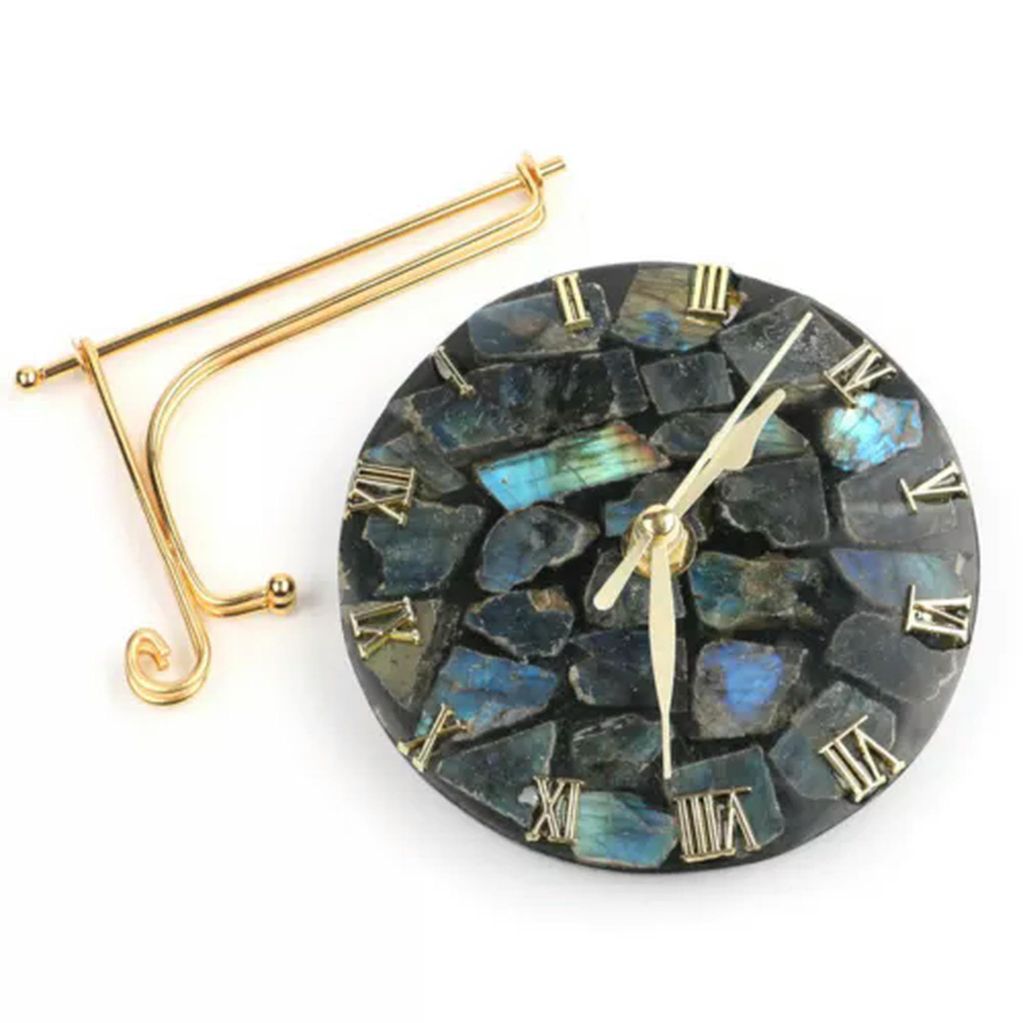 Disque d'horloge en Tranche d'agate Naturelle Ammonite Conque Labradorite sculptée - Tranche d'agate (Φ 8cm-10cm) Aléatoire ...