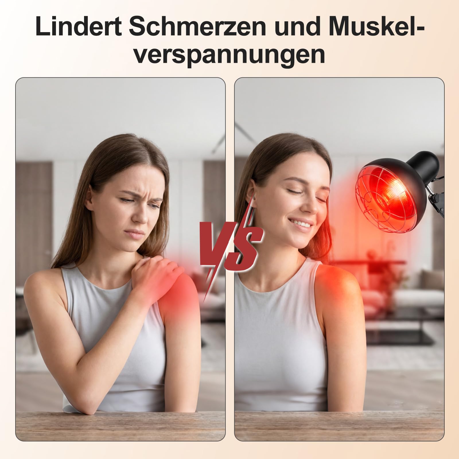 Cozion 100 Watt Rotlicht, In-frarot Heizlampe Temperatureinstellbar, In-frarot-Licht mit Halter und Timer