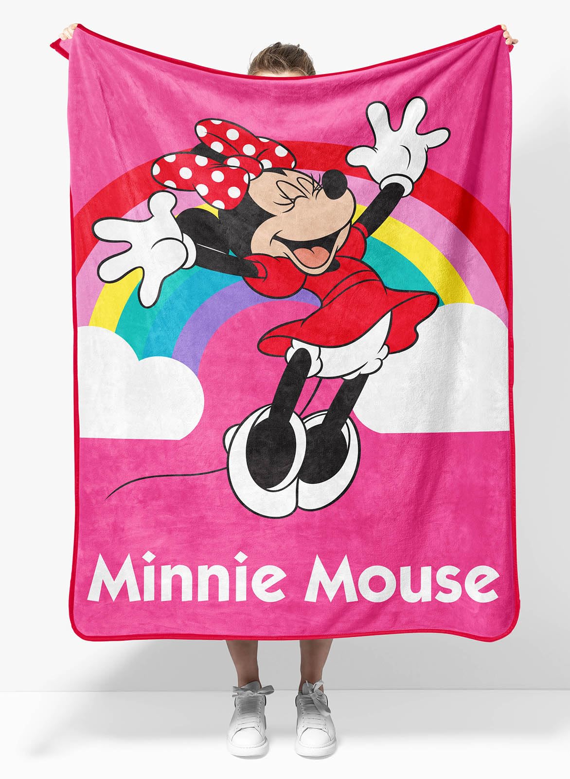 Sunny Side Up Disney Minnie Mouse Plush Travel Throw Blanket - Measures 40 x 50 Inches - Super Soft & Cozy Rainbow Travel Accessories