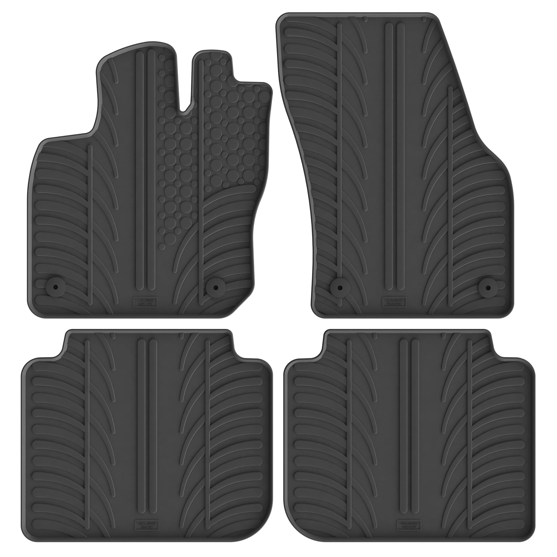 Gledring Set of Rubber Mats Compatible with Skoda Kodiaq II (PS7) 2024 Onwards (T Profile 4 Pieces + Mounting Clips)
