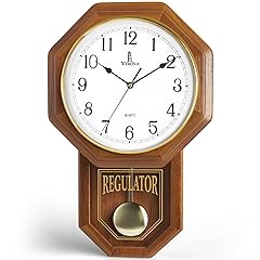 Pendulum Wall Clock Battery Operated 18 x 11 Real Wood Regulator Clock Schoolhouse Design with Pendulum Wall Clock Battery Operated 18 x 11 Real Wood Regulator Clock Schoolhouse Design with item
