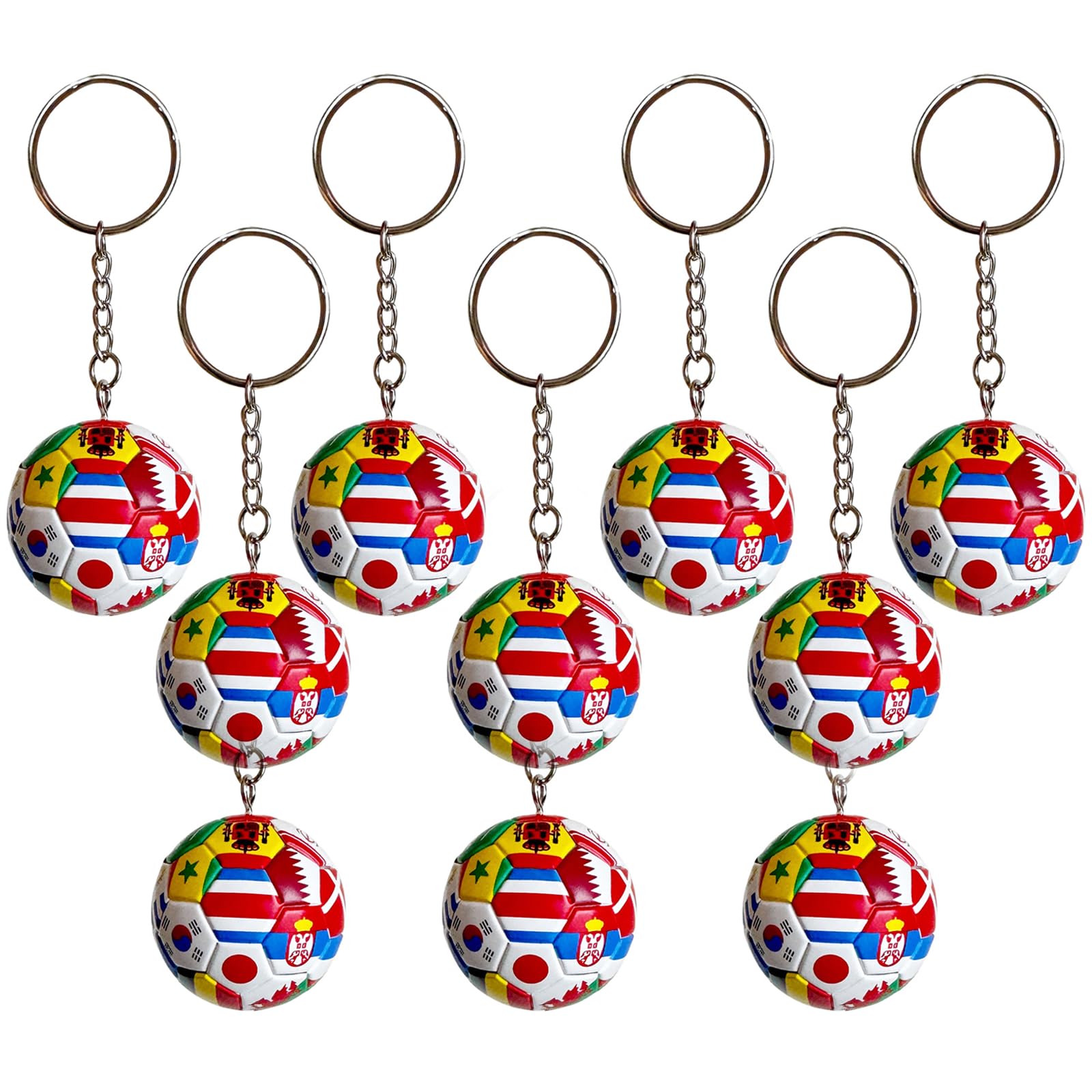 Lot de 5/10 porte-clés Coupe du monde de football 2026 avec drapeaux nationaux, porte-clés de football et cadeaux et accessoires, articles de sport 2026, pendentif pour sac à dos
