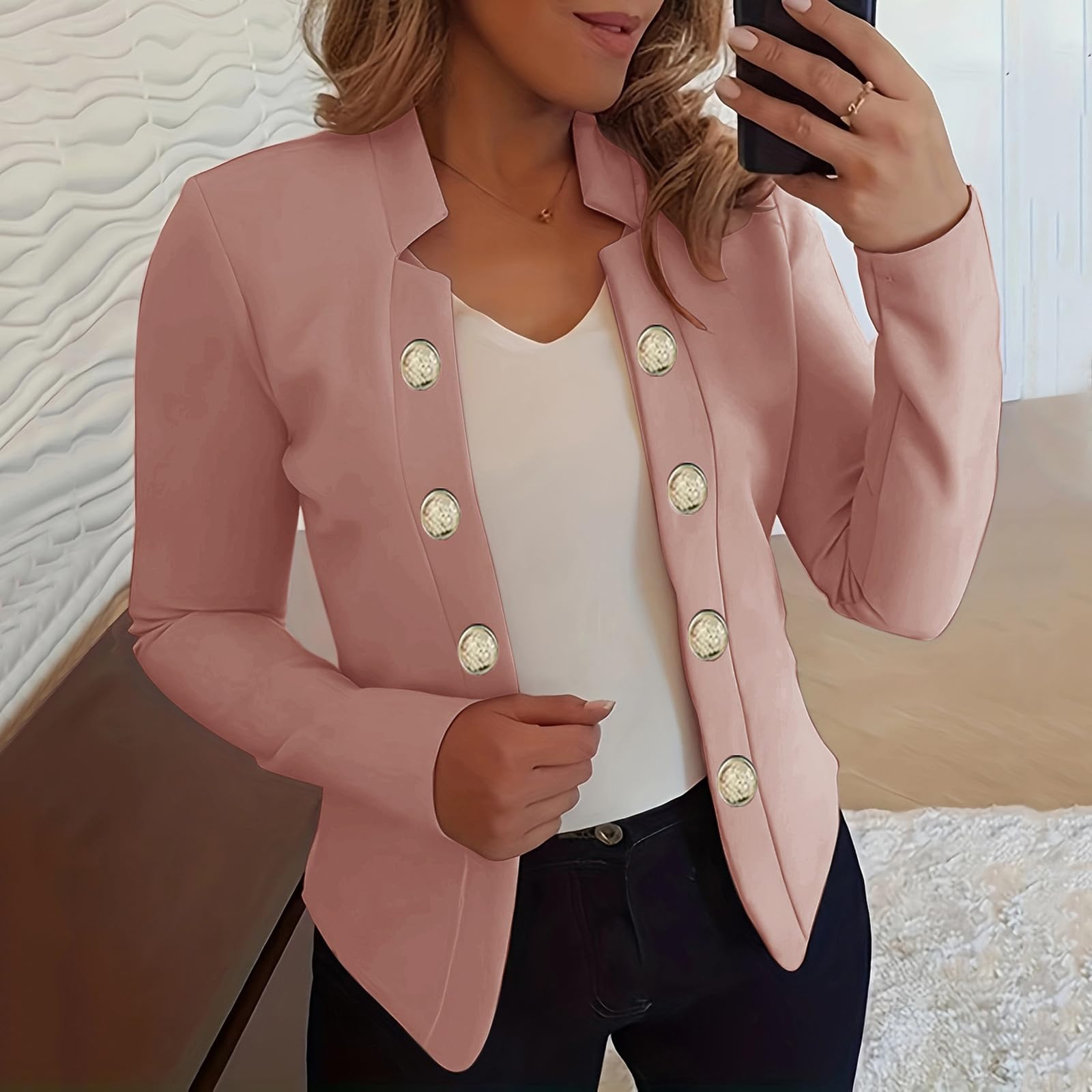 Blazer cintré court pour femme - Veste d'affaires élégante - Grande taille | Veste de costume cintrée coupe ajustée pour femme - Pour cocktail, fête, travail, automne