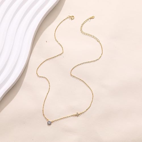 Miniatura 6 de SUYACS Collares de oro contra el mal de ojo para mujer, plata de ley 925, collar con colgante de cruz pequeña, circonita cúbica azul, cadena de
