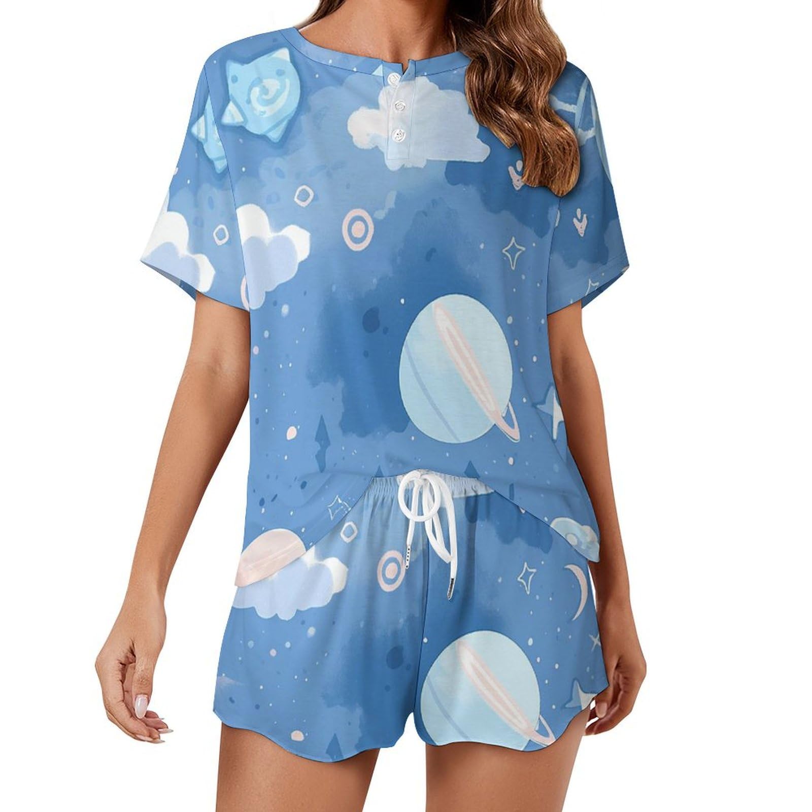 OCSTRADE Woman Rich Sense Of Design Star32 Lounge Wear Sets Round Neck With Buckle Womens Plus Size Pajama Sets.