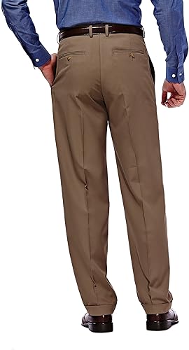 Miniatura 2 de Haggar Pantalón de vestir de cintura ampliable oculta con pliegues frontales y ajuste clásico para hombre