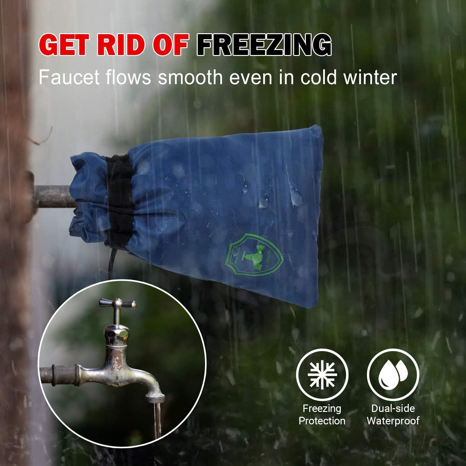 Outdoor Faucet Cover, 2-Pack Pro Super Insulate & Waterproof Unisize Outside Faucet Covering Socks for Winter Freeze Protection (Blue) : Patio, Lawn & Garden