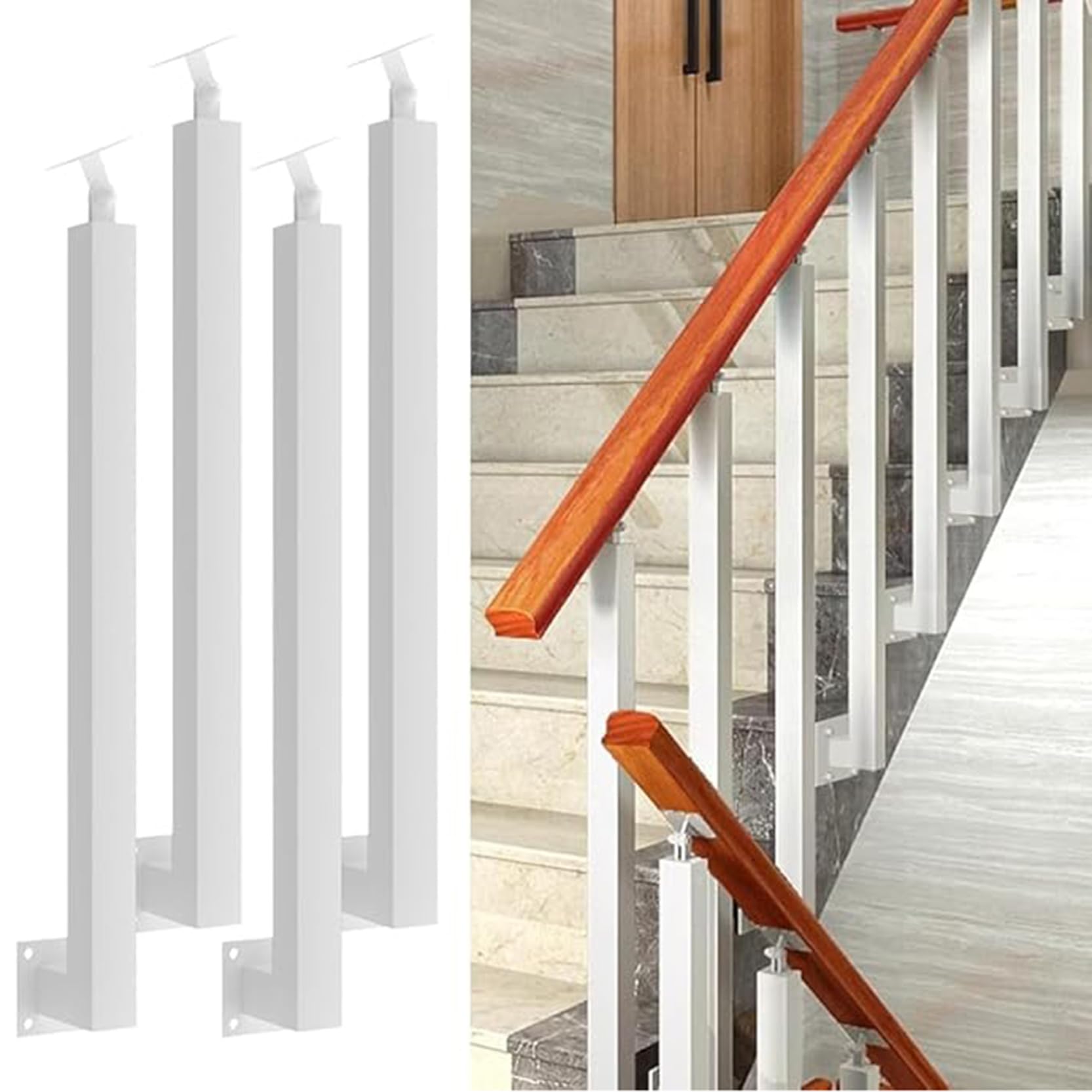 Balustres de terrasse à montage latéral blanc 95cm pour rampe