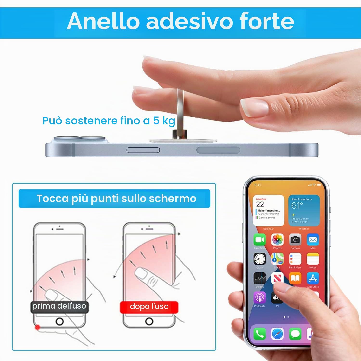 VOVIGGOL 2 Pezzi Trasparente Supporto per anello per cellulare Universale Cellulare Anello Rotazione 360° Gradi Smartphone Ring per iPhone, Samsung, Huawei, Tutti Gli Smartphone e Tablet